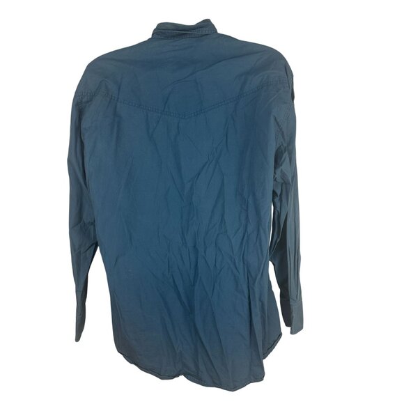 Roper Mens Western Long Sleeve Blue Shirt Size XL Button Front - Picture 2 of 7